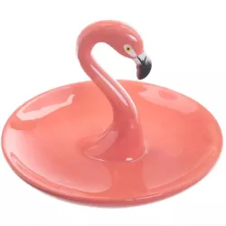 Flamingó kerámia gyűrű - ékszer tartó