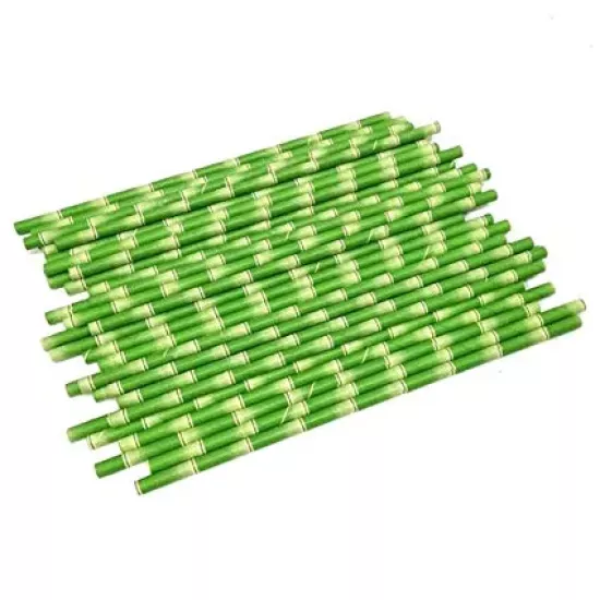 Csíkos-mintás papír szívószál - 25 db