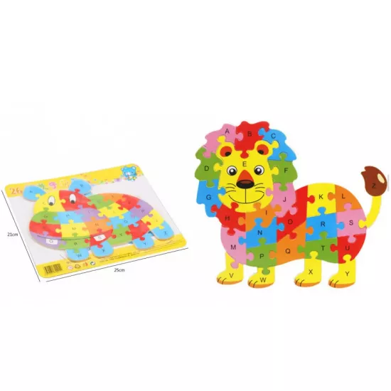 26 darabos állatos puzzle fából betűkkel