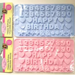 Számok, formák, Happy Birthday szilikon forma